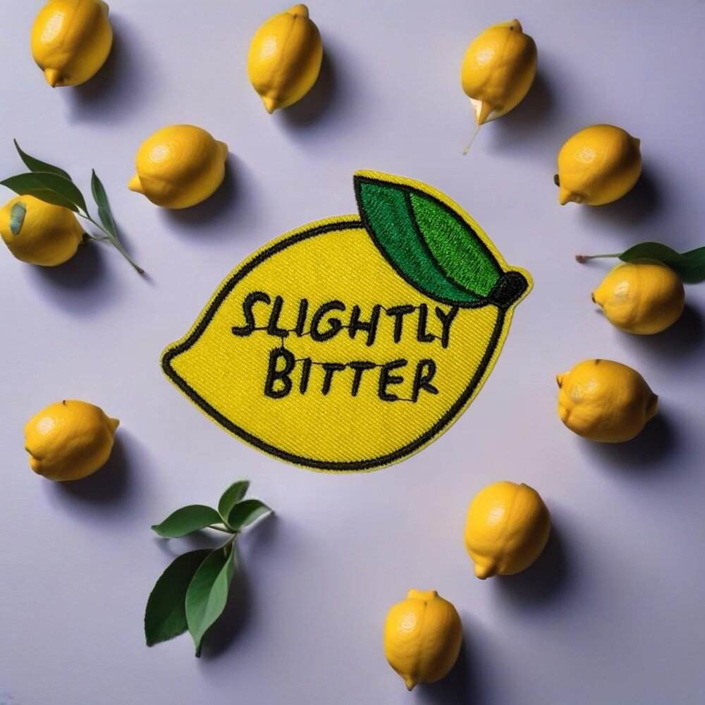 Slightly Bitter Embroidered Iron On Patch Lemon Funny Sassy Crafts